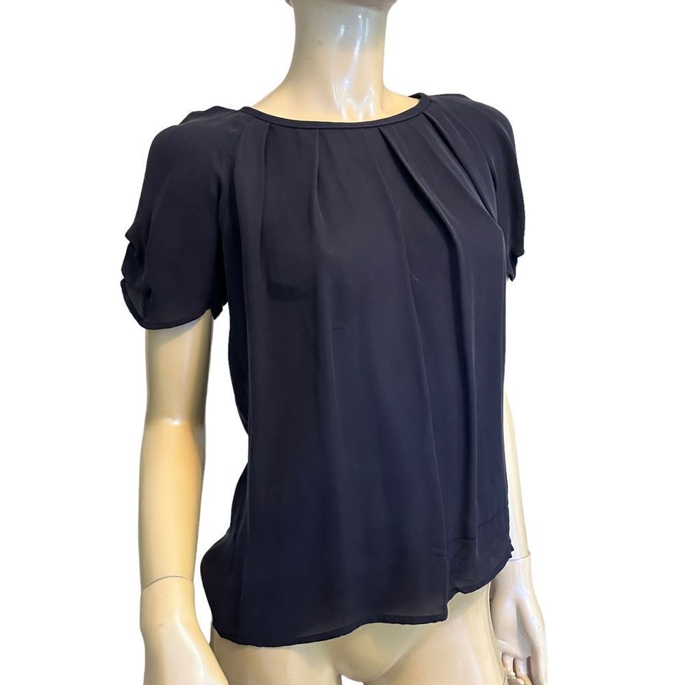 Navy Joie Babydoll Blouse with Tie Neck Back